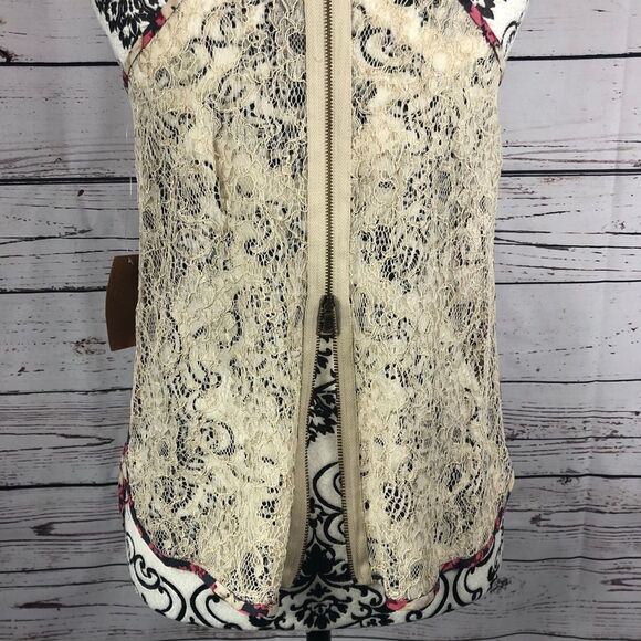 Rachel Roy Floral Lace Zipper Back Tank Top S - Picture 6 of 10